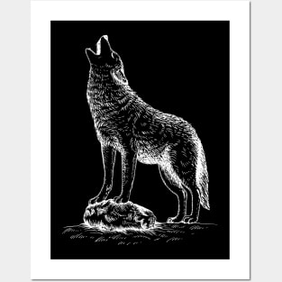 Howling Wolf (White) Posters and Art